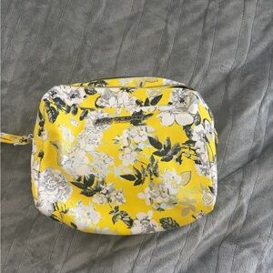 Betsey Johnson Yellow Floral Makeup Bag Cosmetic Case Travel Pouch